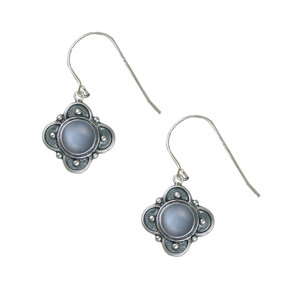 Sterling Silver Designer in Grey Moonstone Gemstone Drop Dangle Earrings